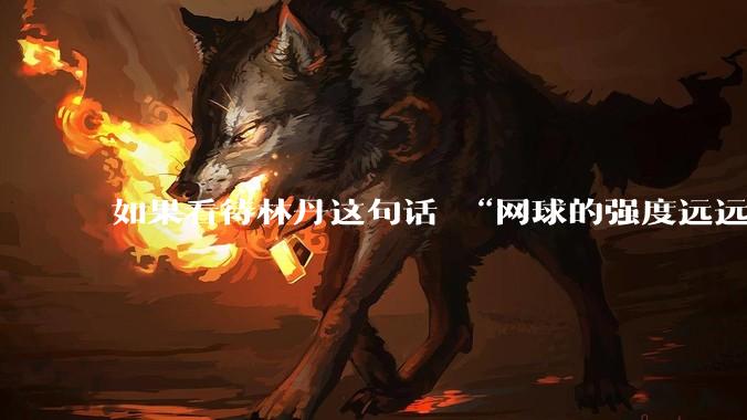 如果看待林丹这句话 “网球的强度远远没有羽毛球大”?