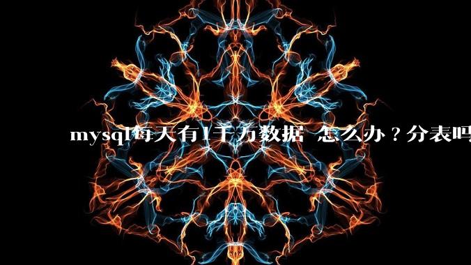 mysql每天有1千万数据 怎么办?分表吗 有什么好的方案。?